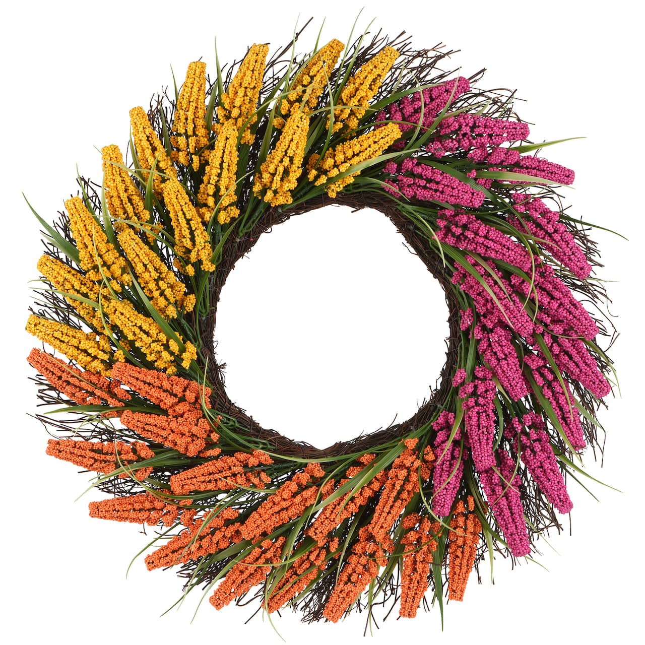 22" Yellow, Orange & Pink Heather Wreath by Ashland®